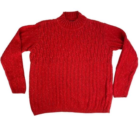 Vintage Liz Claiborne Knitted Mock Neck Liz Sport Sweater Red Large 80s 90s - Picture 1 of 3